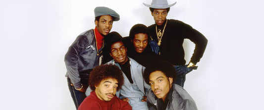 Grandmaster Flash and The Furious Five pose for a photoshoot in 1980